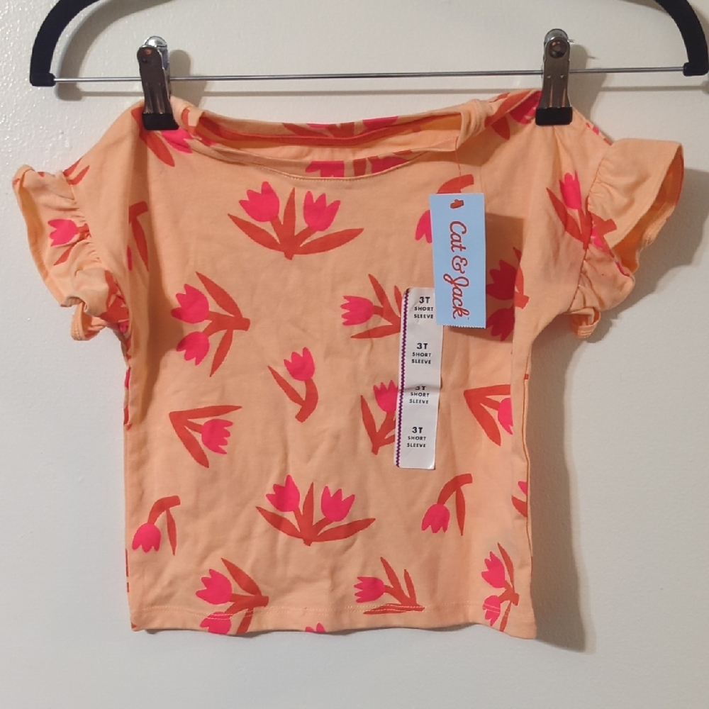 Cat & Jack Peach Floral Short Sleeve Tee